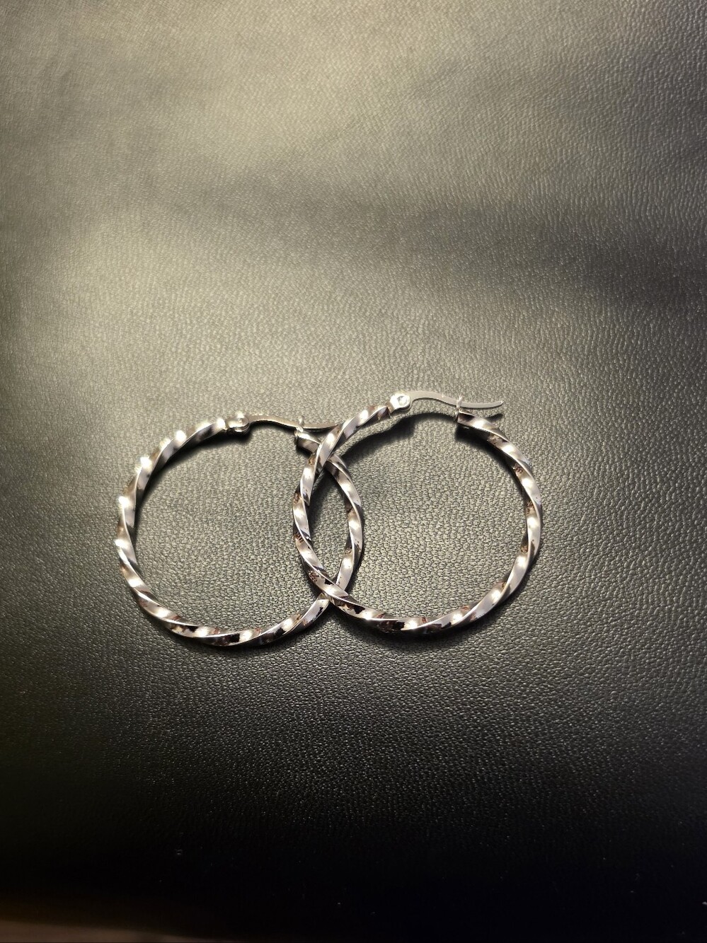 Sterling Silver Twisted Hoop Earrings - Silver